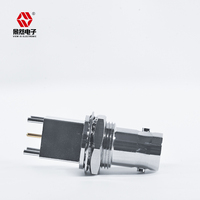 BNC-KYE en laiton durable certifié Rohs écrou à paroi traversante droite 4P broche soudée 50 connecteurs de panneau PCB nickelés échantillon gratuit