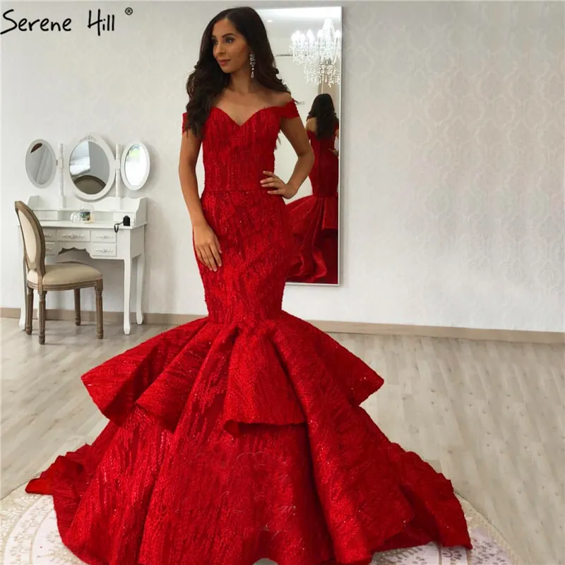 Red Sweetheart Sexy Vintage Wedding Dresses 2020 Sequined Nàng Tiên Cá Không Tay Bridal Gowns Bất Ảnh HM66614