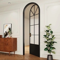 Ventana de Hierro Forjado Arqueada, Diseño Antiguo, Personalizable y Duradera, para Decoración de Casas y Villas, Ventanas Francesas
