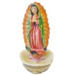 冷蔵庫用マグネット付きグアダルーペの3インチ聖母水ホルダー付きグアダルーペ聖なる置物宗教的装飾