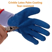 Gants de travail antidérapants SNELL en polycoton tricoté sans couture, calibre 10, avec paume et doigts enduits de latex froissé, pour la construction et l'entrepôt