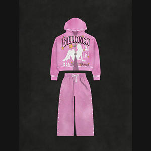 Ensemble Jogging Unisexe Tricoté Respirant Brodé Imprimé Style Décontracté Chic d'Été – Hoodie Oversize et Pantalon Personnalisable - Product Image 2