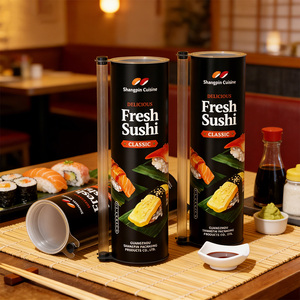 บรรจุภัณฑ์ซูชิแบบสั่งทำพิเศษ Sprintpackage  บรรจุภัณฑ์กล่องทรงกระบอกแบบกดเปิด  ทำจากกระดาษที่เป็นมิตรกับสิ่งแวดล้อม  สำหรับอาหาร  บรรจุภัณฑ์กล่องทรงกระบอกสำหรับซูชิ - Product Image 1