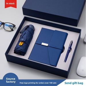 Notebook High Color Value A5 <b>Notepad</b> Pocket Faux <b>Leather</b> 50% Folding Umbrella Business Office Style Wireless Binding Gift Set - Product Image 4