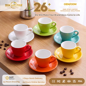 Tazas de Café Italianas <span class=keywords><strong>Mini</strong></span> de Cerámica con Logotipo Personalizado, Taza de Capuchino con Platillo de 50 ml y 9 mm de Grosor, Accesorios para Café Espresso, Taza y Platillo - Product Image 4