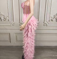 Schwarzer Schwan Diamant-Feder Partykleid Erwachsenen-Modell Laufsteg Trendiges Sexy Kleid Geburtstag Luxuriöses Abendkleid