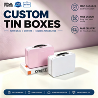 Boîte en métal de qualité supérieure sur le thème du cirque avec poignée robuste et fermoir sécurisé pour les coffrets cadeaux pour enfants, taille personnalisée, logo