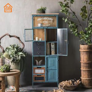 מזנון אמריקאי בסגנון מזנון עם אחסון mdf זכוכית הזזה דלתות סלון גבוה ארון מטבח ארון מתכת - Product Image 6