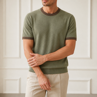 Pull en maille personnalisé pour homme en mélange cachemire et laine, col rond à points mélangés, double couche contrastante, fabrication OEM ODM, vente en gros directe usine