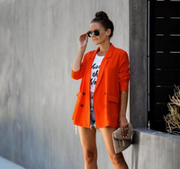 Minimalista de manga larga de Color sólido bolsillos mujeres damas Blazer chaqueta Mujer