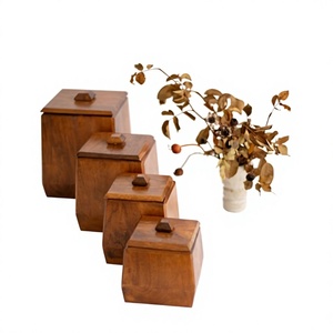 Recipiente de Madera para Té y Café con Tapa Hermética de Madera, Capacidad de 250 ml, Diseño Clásico, Ecológico, Contenedor de Madera Natural - Product Image 1