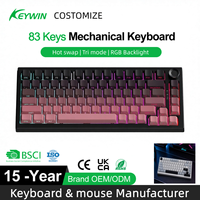 Teclado Mecánico para Juegos OEM Programable, 75% Tri-modo, Hotswap, Montaje Gasket, Anti-ghosting en Todas las Teclas, RGB Dinámico, con Pantalla y Perilla