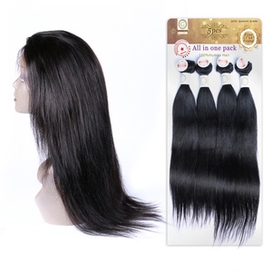 แพ็คเกจผมตรง 100% ผมแท้ 4 มัด และหนึ่งชิ้นแบบ Frontal หนึ่งชุด น้ำหนัก 250 กรัม สำหรับทำผมเต็มศีรษะ - Product Image 4