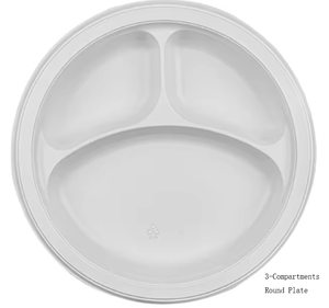 Prato Descartável de MFPP de 10 Polegadas com 1/3 Compartimentos, Seguro para Micro-ondas, Prato de Plástico para Jantar em Festas e Catering - Product Image 2