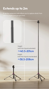Trípode de Fotografía Ulanzi MT-89 de 2 Metros con Liberación Rápida, Soporte para Zapata Fría, Extensible de 8 Secciones, para Cámara de Acción y Teléfono - Product Image 4