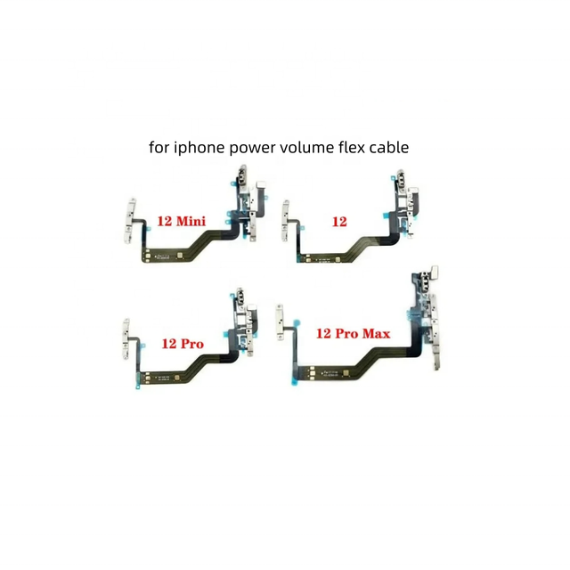 For iPhone 12 Mini Pro Max Power Switch Volume Mute Button Flex Cable with Metal Bracket Assembly