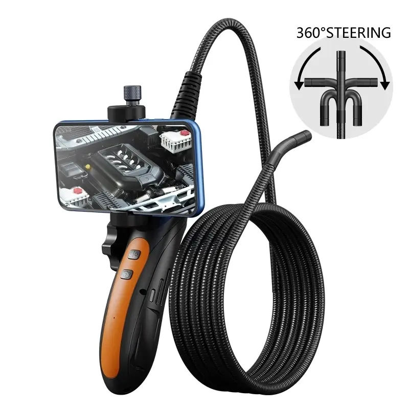 WiFi Articulating Borescope 5.0MP HD1080P Endoscope Inspection Camera with 2Way 180 Degree steering lens for IPhone Android