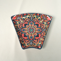 Ensemble de vaisselle en céramique bohème 9 "plateau Vintage peint à la main plateau de repas ménage lumière luxe Dessert assiette de service