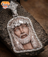 Pendentif 3D Visage de Jésus en Moissanite VVS avec attache papillon glacée, Bijoux Hip Hop pour Hommes, Style Chaîne Personnalisé