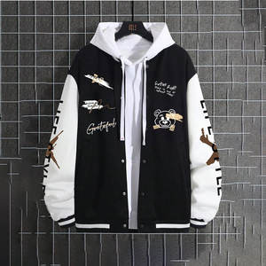 Chaqueta Bomber Personalizada con Cierre, Diseño Casual con Letras, Deportiva, de Invierno, de Lona, con Bordado Chenille, con Cremallera, para Hombre, de Poliéster/Algodón - Product Image 1