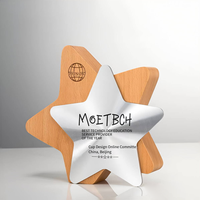 Plaque de récompense en bois artisanale écologique de la marque Noble Manufacturer avec gravure laser, trophée étoile