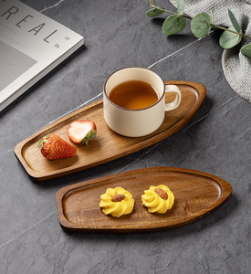 Nampan kayu Solid, Penyimpanan Peralatan makan Desktop, nampan kecil kayu Acacia Premium teh buah makanan ringan kacang makanan penutup - Product Image 4