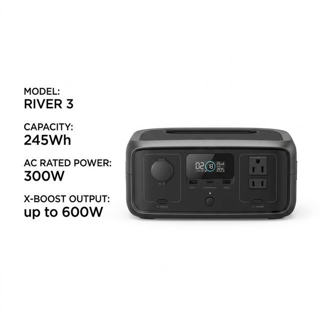River 3 Portable Power Station Portable Solar Generator Suitable for Home Backup Emergency Outdoor Camping EU UK
