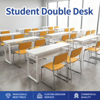 Table longue double pour les établissements d'enseignement, idéale pour la formation, les cours de soutien scolaire et les écoles.