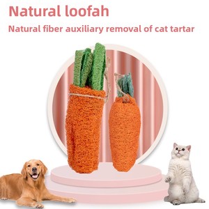 Jouet à mâcher pour petits animaux en matériau naturel, style carotte, en loofah, pour chinchillas, cochons d'Inde, lapins, gerbilles, déguisés en dessin animé, accessoire de cage - Product Image 3