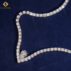 New Design V Shape 4mm Tennnis Necklace <b>Iced</b> Out S925 Silver VVS1 Moissanite Tennis <b>Chain</b> Necklace For Women - Product Image 5