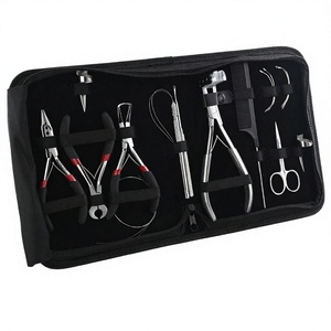 Beauty Saloon Hair Extension Tool Kit With <b>case</b> Pulling Hook <b>Needle</b> Hair Extensions Pliers Micro Link Tool Hook Loop Comb - Product Image 1