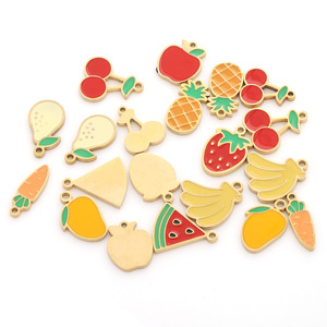 Pendentif fruit en acier inoxydable, breloque émaillée 3D pour la fabrication de bijoux, accessoires DIY - Product Image 5