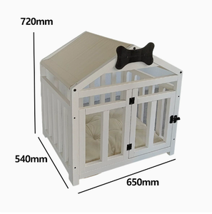 Lồng chó mèo làm thủ công thân thiện với môi trường, thiết kế mới, nhà thú cưng nhỏ bằng gỗ thông nguyên khối có cửa - Product Image 5