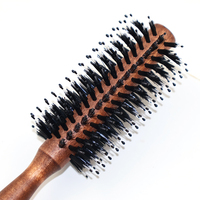 Brosse à cheveux 2 couleurs pour salon Outil de coiffure ionique à main Manche en bois Poils de sanglier Nylon Curly Hairdressing Hair Extensions