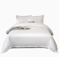 Parure de lit de luxe rayée personnalisée en satin de coton pur blanc, 4 pièces, 300 fils, tissée, respirante, moderne, toutes saisons
