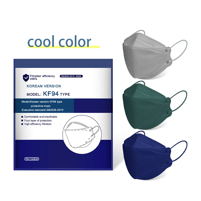 Cool color fish shaped no-mouth-touching design with 4 layers of protection adult earloop Korean KF94 respirator