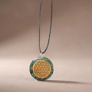 Circle Gemstone Pendulum With Golden Pendant-Gemstone Carved Art Collectible Inlay Feng Shui Art Craft - Product Image 3
