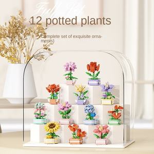 Flores Suculentas de Plástico, Plantas en Maceta, Juguete Educativo, 40 Piezas de Bloques de Construcción, Rompecabezas para Niños, Adornos de Ensamblaje, Regalos - Product Image 3