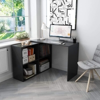 Bureau en forme de L, 360 directions de rotation, 106x106x75 cm, bureau d'angle, poste d'ordinateur noir pour étude de jeu, bureau à domicile
