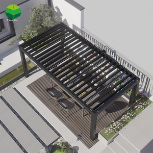 <span class=keywords><strong>Volet</strong></span> de toit en aluminium Jalousie Pergola pour gazebo de <span class=keywords><strong>piscine</strong></span> Cadre en bois traité sous pression nature rétractable et enduit de poudre - Product Image 6