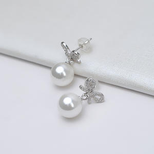 Boucles d'oreilles en argent S925, nœud baroque, support vide, bricolage, grandes perles, 8-14, accessoires en perles, support vide baroque, bricolage, grandes perles, perles - Product Image 4