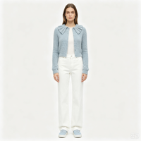 Pull en maille décontracté à manches longues Lolly Undefined, col à volants personnalisé, couleur blanc chaud de haute qualité, OEM & ODM, pour l'hiver