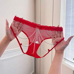 Promotion : Culottes transparentes en dentelle avec chaîne métallique ajourée, sous-vêtements taille basse pour femmes, strings sexy pour femmes, G-string - Product Image 4