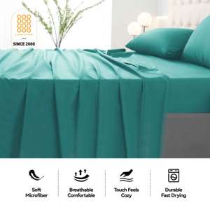 Bộ ga trải giường chất liệu microfiber 100% polyester, màu trơn, bề mặt chải mềm, dùng cho nhà ở và khách sạn, gồm ga trải giường vừa vặn và ga trải giường phẳng - Product Image 5