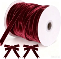 Ruban en velours 100 % polyester simple face de 10 mm pour la décoration de mariage, l'emballage cadeau et les fournitures de Noël (vente en gros)