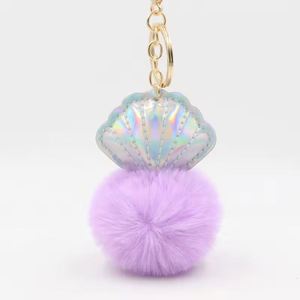 Porte-clés en peluche pompon mignon et moelleux en forme de coquille, accessoire de sac, porte-clés - Product Image 2