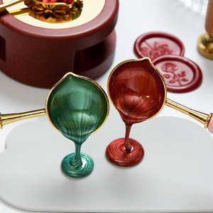 Cuillère à double embout dorée pour la cire, outil de scellage, accessoire pour la cire, ensemble de cuillères chauffantes pour la fusion des granulés de cire - Product Image 4