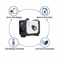 5KW Kompakt Dikey Hepsi Bir Arada Dizel Isıtıcı 12V 24V 220V Üçü Bir Arada Güç Kaynağı Dahili Depo LCD ve Uzaktan Kumanda Kamyon Karavan için