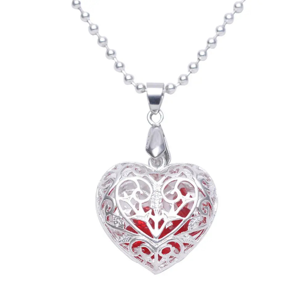 Wholesale 26*26*10mm Silver Plated Filigree Heart Necklace Pendant Locket