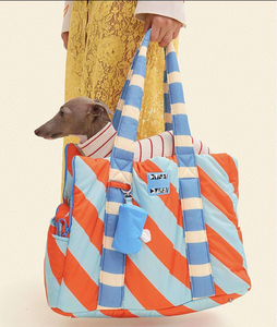 Стеганая Сумка-переноска в полоску из нейлона и пуховика - Product Image 5